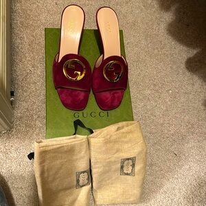GUUCI blonde 70mm interlocking G mules